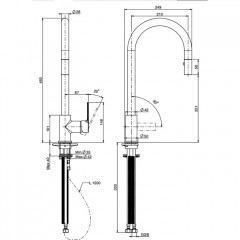 Fima Carlo Frattini Kitchen Смеситель для кухни, на 1 отв., с выдвижной лейкой Mast, цвет: хром