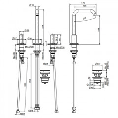 Fima Carlo Frattini So Смеситель для раковины, на 3 отв., с донным клапаном, цвет: чёрный матовый
