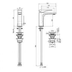 FIMA|Carlo Frattini Zeta Смеситель для раковины, высота 146 мм., без донного клапана, цвет хром