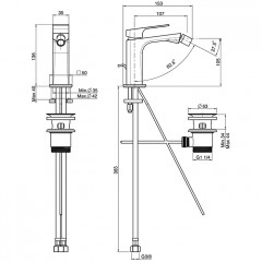 FIMA|Carlo Frattini Fit Смеситель для биде на 1 отв, с донным клапаном, h105мм излив 107мм, цвет: черный матовый