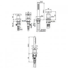 Fima Carlo Frattini Maxima Смеситель на борт ванны, на 4 отв., с ручным душем, цвет: чёрный матовый