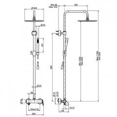 Fima Carlo Frattini Colonne doccia Душевая стойка, верхний душ 25см., со смесителем, держателем и ручным душем, цвет: золото