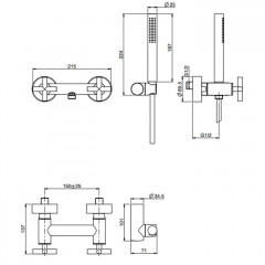 Fima Carlo Frattini Maxima Смеситель для душа, настенный, с ручным душем, цвет: чёрный матовый