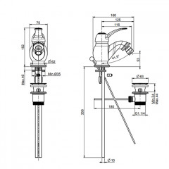 Fima Carlo Frattini Lamp Смеситель для биде, на 1 отв., с донным клапаном, цвет: золото