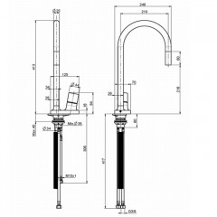 FIMA|Carlo Frattini Kitchen Смеситель (Fluid) для кухни, с выдвижной лейкой, вращающийся излив, цвет хром