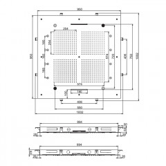 FIMA|Carlo Frattini Wellness Верхний душ Harmonia 950x950мм, встраиваемый, 3 режима: дождь, 8 форсунок, 2 каскада; Bluetooth,хромотерапия LED, цв хром