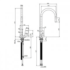 Fima Carlo Frattini Kitchen Смеситель для кухни, на 1 отв., Fluid, цвет: чёрный матовый