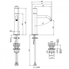 FIMA|Carlo Frattini So Смеситель для раковины, на 1 отверстие, высота 238 мм., без ручки, с донным клапаном click-clack, цвет хром