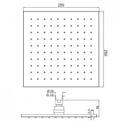 FIMA|Carlo Frattini Wellness Верхний душ из латуни 250х250 мм., квадратный, цвет хром