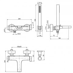 FIMA|Carlo Frattini Zeta Смеситель для ванны внешнего монтажа, с душевым комплектом, цвет хром