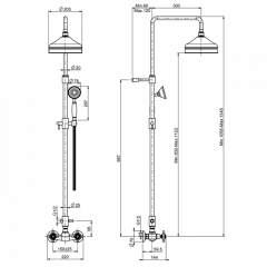 FIMA|Carlo Frattini Elizabeth Смеситель для душа внешнего монтажа, с душевой штангой, верхним душем 200 мм. и душевым комплектом, цвет золото
