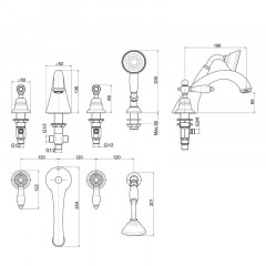 FIMA|Carlo Frattini Herend Смеситель на борт ванны, с душевым комплектом, цвет хром