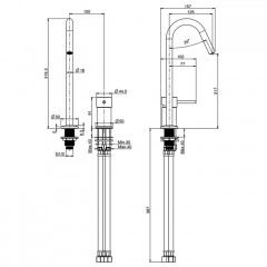 Fima Carlo Frattini Spillo Up Смеситель для раковины, на 2 отв., с донным клапаном, цвет: золото