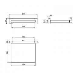 FIMA|Carlo Frattini Wellness Излив-каскад для настенного монтажа, длина 220 мм., цвет хром