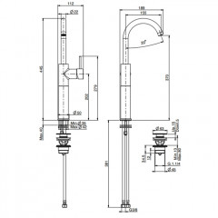 FIMA|Carlo Frattini Spillo Up Смеситель для раковины, вращающийся излив, с донным клапаном click-clack, цвет хром