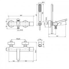 FIMA|Carlo Frattini Nomos go Смеситель для ванны внешнего монтажа, с душевым комплектом, цвет хром