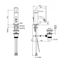 FIMA|Carlo Frattini Spillo-up Смеситель для биде, ручка "XS", с донным клапаном , цвет хром