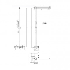 FIMA|Carlo Frattini SWITCH Душевая стойка с термостатическим смесителем, с выводом для верхн душа, ручн душем и шланг 1500 мм, стекло белое, цвет хром