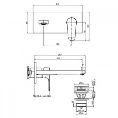 Fima Carlo Frattini Serie 22 Cмеситель для раковины, встраиваемый, излив: 20.4см., цвет: чёрный матовый