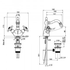 FIMA|Carlo Frattini Elizabeth Смеситель для биде на 1 отверстие, с вращающимся изливом, с донным клапаном, цвет хром