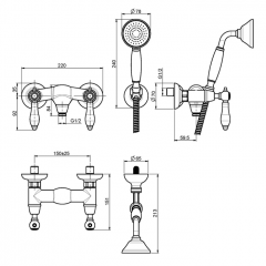 FIMA|Carlo Frattini Herend Смеситель для душа внешнего монтажа, с душевым комплектом, цвет бронза