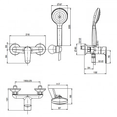 Fima Carlo Frattini Serie 22 Смеситель для душа, настенный, с ручным душем, цвет: чёрный матовый