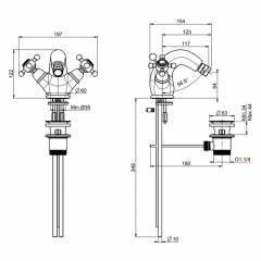 FIMA|Carlo Frattini Elizabeth Смеситель для биде на 1 отверстие, с донным клапаном, цвет бронза