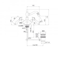 FIMA|Carlo Frattini Herend Смеситель для биде, на 1 отверстие, с вращающимся изливом, с донным клапаном, цвет хром