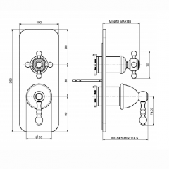 FIMA|Carlo Frattini Elizabeth Смеситель для душа встроенный, с переключателем на 2/3 источника, внешняя часть, цвет хром