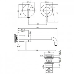 Fima Carlo Frattini Spillo Up Cмеситель для раковины, встраиваемый, излив: см., цвет: чёрный матовый