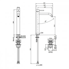 Fima Carlo Frattini Spillo Up Cмеситель для раковины, на 1 отв., высокий, XS, без донного клапана, цвет: золото