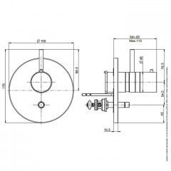 Fima Carlo Frattini, Wellness Fimatherm Смеситель для душа, встраиваемый, на 2 источника с переключателем, без внутр. части, цвет: чёрный матовый