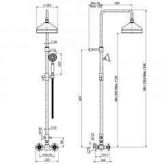 FIMA|Carlo Frattini Elizabeth Смеситель для душа внешнего монтажа, с душевой штангой, верхним душем 200 мм. и душевым комплектом, цвет хром