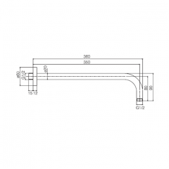 FIMA|Carlo Frattini Wellness Держатель верхнего душа 350 мм., настенный монтаж, цвет золото