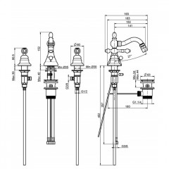 FIMA|Carlo Frattini Epoque Cмеситель для биде, на 3 отверстия, с вращающимся изливом, с донным клапаном, цвет хром