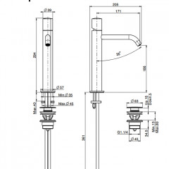 FIMA|Carlo Frattini SO Смеситель для раковины, на 1 отверстие, высота 292 мм., без ручки, с донным клапаном click-clack, цвет хром