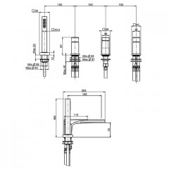 Fima Carlo Frattini Zeta Смеситель на борт ванны, на 4 отв., с ручным душем, цвет: чёрный матовый