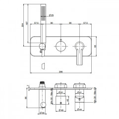 Fima Carlo Frattini Mast Смеситель для душа, встраиваемый, на 2 источника с ручным душем, цвет: чёрный матовый