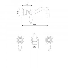 FIMA|Carlo Frattini Внутренняя часть настенного смесителя для раковины, на 3 отверстия