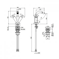 FIMA, Carlo Frattini, Bathroom Maxima, Смеситель для биде вентильный,на 1 отв., высота, мм-165, излив поворотный 107мм, донный клапан, цвет-хром