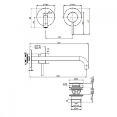 FIMA|Carlo Frattini SPILLO UP Смеситель для раковины встраиваемый, однорычажный, излив 250 мм., внешняя часть, цвет хром