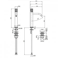 Fima Carlo Frattini Spillo Tech Смеситель для раковины, на 1 отв., высокий, XS, с донным клапаном, цвет: чёрный матовый