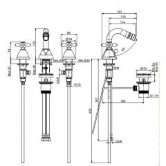 Fima Carlo Frattini Olivia Cмеситель для биде, на 3 отв., с донным клапаном, цвет: золото