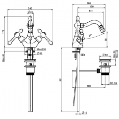 FIMA|Carlo Frattini Epoque Смеситель для биде, на 1 отверстие, с вращающимся изливом, с донным клапаном, бронза