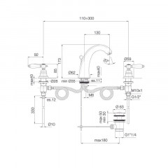 FIMA|Carlo Frattini Herend Смеситель для раковины, на 3 отверстия, с донным клапаном, цвет хром