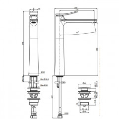 Fima Carlo Frattini Flo Смеситель на раковину, на 1 отв., высокий h:31.8см без донного клапана,, цвет: хром
