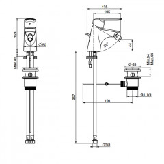 Fima Carlo Frattini Spot Смеситель для биде, на 1 отв., с донным клапано, цвет: чёрный матовый