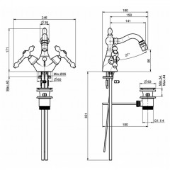 FIMA|Carlo Frattini Epoque Смеситель для биде, на 1 отверстие, с вращающимся изливом, с донным клапаном, цвет хром