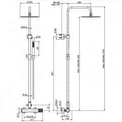 Fima Carlo Frattini Colonne doccia Душевая стойка, верхний душ 25см., со смесителем, с держателем и ручным душем, цвет: чёрный матовый