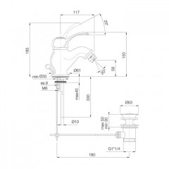 FIMA|Carlo Frattini Lamp Смеситель для биде, с донным клапаном, цвет хром